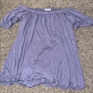 purple off the shoulder blouse